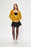 Hardal Basic V Yaka Oversize Triko Hırka