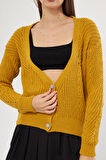 Hardal Basic V Yaka Oversize Triko Hırka