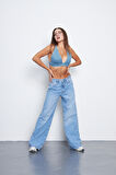 Açık Mavi Yüksek Bel Geniş Paça Bol Salaş Palazzo Jeans
