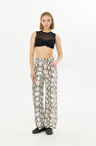 YILAN DERİSİ DESENLİ STRAIGHT JEAN