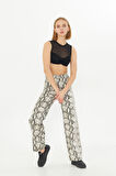 YILAN DERİSİ DESENLİ STRAIGHT JEAN