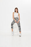Zebra Desenli Yüksek Bel Mom Jeans