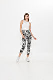 Zebra Desenli Yüksek Bel Mom Jeans