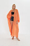 Turuncu Uzun yumusak Ipek karısımlı Kimono / beachwear