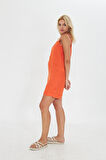 Turuncu Askılı Şort Tulum