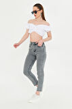 Antrasit Slim Fit Mom Jean