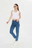 Koyu Mavi Slım Fit Mom Jean
