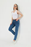 Koyu Mavi Slım Fit Mom Jean
