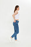Koyu Mavi Slım Fit Mom Jean