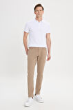 Erkek Camel Slim Fit Dar Kesim Pamuklu Esnek Chino Pantolon