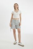 DeFacto Coool Regular Fit Normal Bel Kısa Paça Gabardin Şort D1006AX24SMGR296