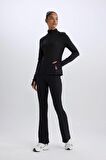 DeFactoFit Flare Fit Beli Saran İspanyol Paça Standart Boy Sporcu Eşofman Altı C9192AX25SPBK81