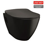 Creavit Terra Asma Klozet (TP325.SM) Mat Siyah + Duck Yavaş Kapanan Kapak Mat Siyah 2'li Set