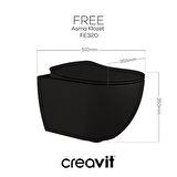 Creavit Free Asma Klozet (FE320.SM) + Duck Yavaş Kapanan Kapak Mat Siyah 2'li Set
