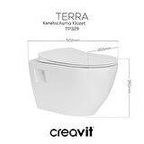 Creavit Terra Rim-Off Kanalsız Asma Klozet (TP329.00) + Duck TP Yavaş Kapanan Kapak 2'li Set