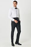 Erkek Siyah Slim Fit Dar Kesim Mono Yaka Desenli Klasik Smokin Takım