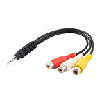 ST-0723 3.5mm Stereo 4 Boğumlu -3 RCA Dişi 30 CM Kablo 2 li paket