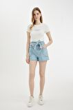 DeFacto Paperbag Yüksek Bel Jean Şort C2445AX24HSNM39