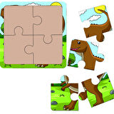 Br Toys 4'lü Puzzle Dinazor ilk puzzlem Çocuklar İçin Eğitici-öğretici Ahşap 4 Parça