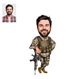 Kişiye Özel Karikatürlü Asker Ahşap - Araba Dikiz Ayna Süsü