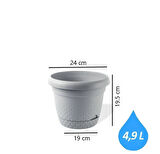 Omnipazar KRS Dekoratif İnci Bitki Çiçek Saksı Takımı 5'li Set Gri