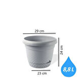 Omnipazar KRS Dekoratif İnci Bitki Çiçek Saksı Takımı 5'li Set Gri