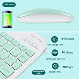 Honor Magic Pad 2 Tablet 12.3" Uyumlu Kablosuz Bluetooth Şarj Edilebilir Klavye Mouse Seti - Yeşil
