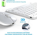 Huawei MatePad SE (2024) 11" Uyumlu Kablosuz Bluetooth Şarjlı Klavye Şarjlı Mouse Seti - Beyaz