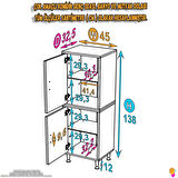 Modilayn OHBE 45x138x32,5 cm Ekstra Düzen İçin Kullanışlı 4 Kapak 4 Bölmeli Banyo Mutfak Dolabı