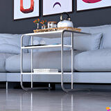 Modilayn C Yan Sehpa Geniş Boy Tekerlekli Çalışma, Atıştırmalık, Yemek, Laptop Sehpası Beyaz