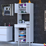 Modilayn ARDA Banyo Dolabı 55x173x32,5cm 1 çekmece 4 kapak ve 7 raflı İhtiyaca uygun kolay kurulum