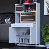 Modilayn VİO Fırın Dolabı (100x163,4x32.5 cm) Çekmeceli Kapaklı Mini/Midi Mikrodalga Mutfak Dolabı