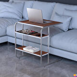 Modilayn C Yan Sehpa Geniş Boy Tekerlekli Çalışma, Atıştırmalık, Yemek, Laptop Sehpası Abanoz