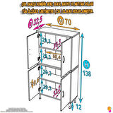 Modilayn OHBE 70x138x32,5 cm Ekstra Düzen İçin Kullanışlı 4 Kapak 4 Bölmeli Banyo Mutfak Dolabı