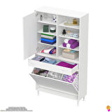 Modilayn AFRA 95x173x32,5cm 1 Çekmece, 3 Göz Sepet, 1 Kapak, 8 Raf Dar Alan Banyo Dolabı