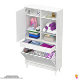 Modilayn AFRA 100x173x32,5cm 1 Çekmece, 3 Göz Sepet, 1 Kapak, 6 Raf  Dar Alan Banyo Dolabı