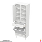 Modilayn AFRA 65x173x32,5cm 1 Çekmece, 1 Göz Sepet, 1 Kapak, 8 Raf Dar Alan Banyo Dolabı