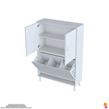 Modilayn İLKİM 100 x 138 x 32,5 cm' lik Kapak İçi Çift Raflı, Üç Akıllı Çamaşır Sepetli Dolap