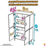 Modilayn OHBE 95x138x32,5 cm Ekstra Düzen İçin Kullanışlı 4 Kapak 4 Bölmeli Banyo Mutfak Dolabı