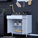 Modilayn Birce XL Set Ocak Altı Dolabı 70x88x56 cm Boyutlarında 2 Kapak 1 Raf ve 2 Göz Bölmelidir