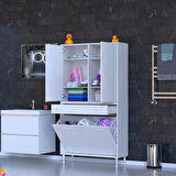 Modilayn YENİ AFRA 100x173x32,5 cm' lik 1 Çekmece, 3 Göz Sepet, 2 Kapak, 6 Raf Dar Alan Banyo Dolabı