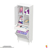 Modilayn AFRA 65x173x32,5cm 1 Çekmece, 1 Göz Sepet, 1 Kapak, 4 Raf Dar Alan Banyo Dolabı