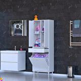 Modilayn YENİ AFRA 65x173x32,5cm 1 Çekmece, 1 Göz Sepet, 2 Kapak, 4 Raf Dar Alan Banyo Dolabı