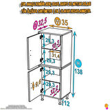 Modilayn OHBE 35x138x32,5 cm Ekstra Düzen İçin Kullanışlı 4 Kapak 4 Bölmeli Banyo Mutfak Dolabı