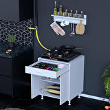 Modilayn DOQU L Set Ocak Altı Dolap 65x88x56 cm 2 Kapak 2 Göz Bölmeli Üst Asma Baharat Raflı