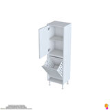 Modilayn İLKİM 45 x 138 x 32,5 cm' lik Kapak İçi Çift Raflı, Tek Göz Akıllı Çamaşır Sepetli Dolap