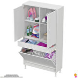 Modilayn YENİ AFRA 100x173x32,5 cm' lik 1 Çekmece, 3 Göz Sepet, 2 Kapak, 4 Raf Dar Alan Banyo Dolabı