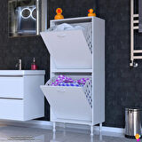 Modilayn İLKİM Modern Çamaşır Ünitesi, 55x138x32,5 cm Gizli 4 Göz Minimalist Akıllı Sepetli Dolap