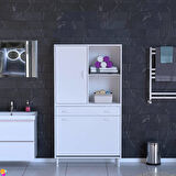 Modilayn AFRA 100x173x32,5cm 1 Çekmece, 3 Göz Sepet, 1 Kapak, 4 Raf  Dar Alan Banyo Dolabı