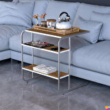 Modilayn C Yan Sehpa Geniş Boy Tekerlekli Çalışma, Atıştırmalık, Yemek, Laptop Sehpası Ceviz